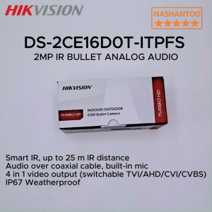 HIKVISION DS-2CE16D0T-ITPFS 1080P 2MP 4in1 IR Outdoor Audio Analog CCTV Camera with IP67 Waterproof Protection Audio over Coaxial Cable Built-in MIC IR Night Vision CCTV Security Camera