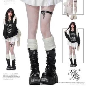 Giày Cao Cổ Giản Dị R Cho Nam Và Nữ Cùng Một Phong Cách Tây Ban Nha Chụp Đường Phố Giày Đi Xe Máy Kim Loại Punk Trang Phục Công Sở Rock Boots Đế Dày