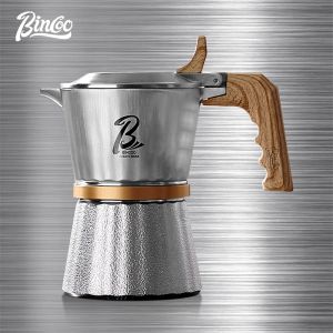 BINCOO Three Valve Coffee Maker Pot Stainless Steel Mocha Espresso Latte Stovetop Filter Moka Coffee Maker Coffee Pot for Kitchen