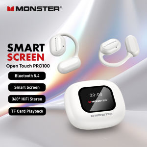 Original Monster OpenTouch Pro100 Wireless Earphones With LED Screen Bluetooth V5.4 Earbuds HIFI Sound Headphones Long Endurance Headsets With Mic TF Card Playback