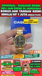 CASIO ORIGINAL - CASIO MTP-V004G-1B - Men - Gold Hitam - Stainless - NEW - Jam dunia JD18ST Jam Tangan Pria Cowok Anti Air Digital Analog + CASIO MTP V004G 1B MTP-V004G V 004 G MTPV004 MTP-V004 MTPV004G MTP-004 V004 s001 $ WR0 STS SD7 EM7