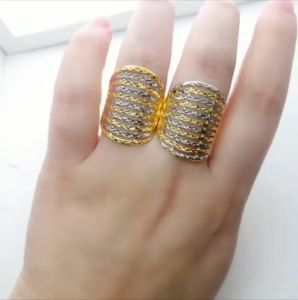 Cincin Klcc 11 Layer 2 Tone Emas 916 Yon Hing