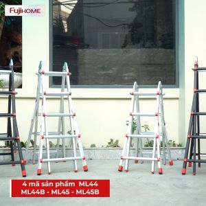 Thang nhôm gấp trượt chữ A 5.1M Nhập Khẩu đa năng chống trượt thang gấp rút 5 bậc có khóa an toàn FUJIHOME Multi Purpose Ladder