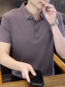 HENGYUANXIANG | Hengyuanxiang Dad Style Short Sleeve Polo Shirt Ice Silk Casual Thin Summer Lightweight Flip Collar Top For Men Youth Fashion