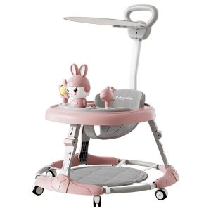 Mmflight Baby Walker Lipat Mainan Musik Walker Alat Bantu Jalan Bayi