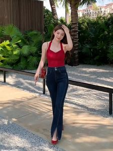 Áo bra cotton tăm vòng buộc cổ hở lưng