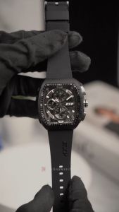 Jam Tangan Pria Expedition Chronograph Eco Ceramic EXP EX 6782 MCRSSBADG-EC Black Dial Black Rubber Strap