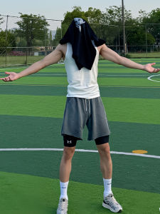 Grey Ice Silk Quick Dry Mens Basketball Shorts Summer Cool Feeling Breathable Outdoor Fitness Four Five Split Pants