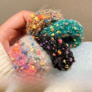 ยางรัดผมถักสีสันสดใส ยืดหยุ่นสูง ทนทานสำหรับผู้หญิง ฤดูใบไม้ร่วง/ฤดูหนาว อุปกรณ์ตกแต่งผม รัดผม รัดผม รัดผม