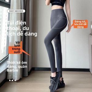 Quần Capri Yoga Mùa Xuân Thu Mỏng Bằng Lưới Shark Cho Nữ Quần Capri Barbie Quần Bó Sát Eo Cao Nâng Mông