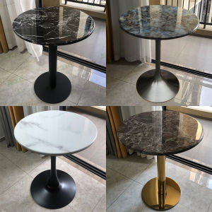 Modern Minimalist Artificial Stone round Table Coffee Shop Beverage Snack Bar Casual Dining Table Commercial Guest Table