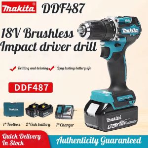 【100% Authentic】DDF487 18V Brushless Impact Drill 2-Speed Gearbox (0-550/0-1900 RPM) 115Nm Torque IP56 Dust/Waterproof Cordless Screwdriver (Malaysia Stock)