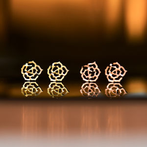 Korean 14k10k Gold Stud Earrings Rose Ins Korean Simple Sweet All-Matching Elegant Graceful K Gold Single New