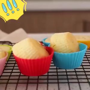 Cetakan Kue 12pcs Muffinins Cup Cetakan Puding Silikon Cangkir Muffin Tahan Suhu Tinggi