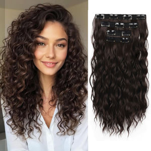 4-Piece Set of 11 Clip-In Hair Extensions Clip-In Hair Extensions 12 Inch Synthetic Clip-In Short Soft Natural Wigs High-Tempe