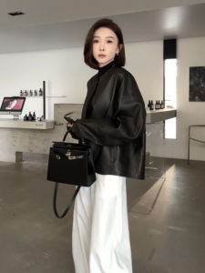 DANTING | Casual Loose Black Leather Jacket