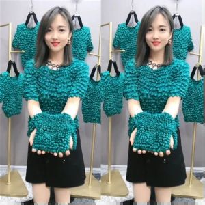 SUGAR Women T Shirt Fish Lin Shirt Copper Coin Shirt Pineapple Shirt Magic Shirt Elastic Shirt Hedgehog Shirt Crease Shirt Long Sleeved