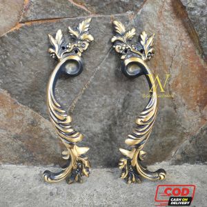 Handle Pintu Rumah Kuningan Motif Cakar Antik 28 cm 2 Pcs