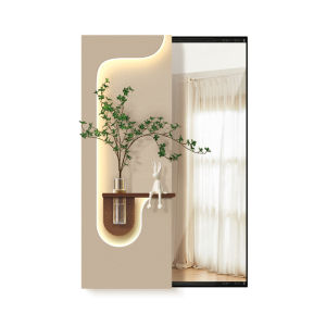 ARTPIONEER | Creamy Style Full Length Mirror with Water Plants LED Lighting Decorative
