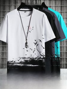 ROMON | Summer Casual Round Neck Ice Silk Cotton T-Shirt