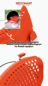 Saringan Penggorengan / Peniris / Silicone Strainer Clip & Drain Red Mtsilstr MAXIM Silicon (1515089)(F2)