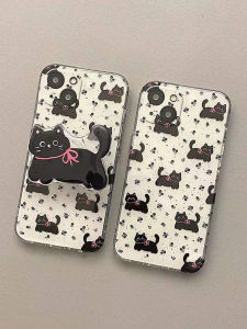 Cute Black Splatter Cat Cartoon Phone Case for Vivox200/X90/X80/X70/X50/Y33t/S18pro/e S17t/s7/6/s20pro Y100/Y78+ Silicone Protective Cover
