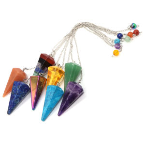 Natural Stone Quartz Agates Pendant Reiki Healing Crystal Cone Amethyst Charm Gems Pendulum Chakra Wicca For Divination Dowsing