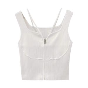 เสื้อกั๊กสั้นสีดำสำหรับผู้หญิงในช่วงฤดูร้อน เสื้อชั้นในสีพื้นสำหรับใส่ด้านนอก เสื้อคลุมกันหนาวแบบลำลองสำหรับใส่ทำงาน