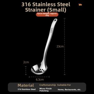 Food Grade 316 Stainless Steel Thickened Large Soup Spoon with Long Handle for Home Use And Hot Pot Cooking Utensils Set