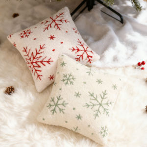 BUYNOW 1PC Plush Snowflake Jacquard Cushion Cover Christmas-themed Soft Minimalist Living Room Sofa Cushion Cover Home Bed Decor