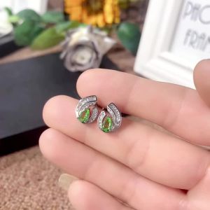 Huitan Pear Green Cubic Zirconia Stud Earrings Gorgeous Bridal Wedding Party Accessories Luxury Trendy New Jewelry for Women