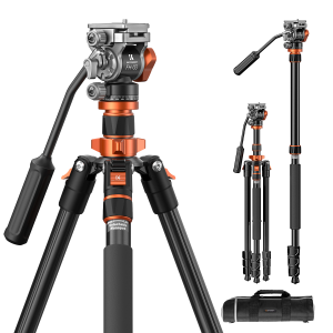 K&F CONCEPT Camera Video Tripod Aluminum Tripod Monopod Available For DSLR With Fluid Head And 5kg Load For Travel And Work K234A7+FH-03 2.0m