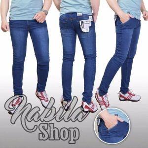 CELANA PANJANG JEANS PRIA BAHAN NGARET MODEL PENSIL SLIM FIT