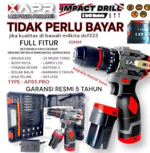 APR RAJA BOR BATERAI TYPE AP13 PRO brushless 13mm keyles auto singgle lock accecoris premium besi beton baja sekrup baut untuk kerja profesional