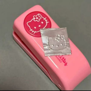 Bandai | Anime Hello Kitty Stapler Embosser KT Cat Metal Embossing Punch Kawaii Student Notebook Stamp Embosser School Supplies Gifts