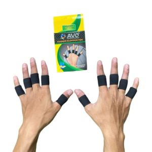 Finger Support Avo Deker Jari Elatis Hitam Polos Pelindung Jari Kiper Futsal Sepakbola Basket Voli