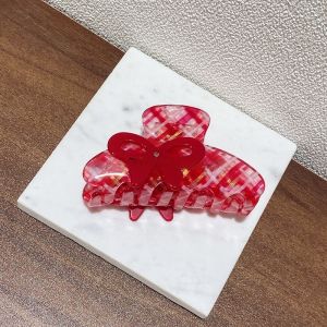 Lucky Acrylic Shark Clamp Half up Hair Clip Adorable Butterfly Knot Water Diamond Girls Fashion Hair Accessories Cute Girl Clip