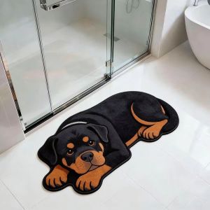 VIKAMA Cute Dog Shaped Plush Bath Mat Water Absorbent Anti Slip Alfombra For Bathroom Shower Entrance Pet Lover Home Decor