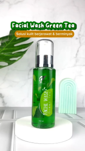 SR12 New Facial Wash Green Tea 100ml Sabun Pembersih Wajah Cair Herbal BPOM