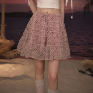 Unifree | Polka Dot Tulle Mid-thigh A-line Skirt Pink