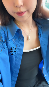 Unique Baroque Pearl with Silver Snake Chain Necklace