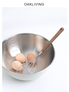 Kitchen Egg Beater 304 Stainless Steel Handle Walnut Wood Egg Whisk Cream Whisk Baking Tool Oakliving Brand Egg Drawer