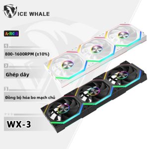 Quạt Tản Nhiệt PC ICE Whale WX-3 ARGB Hiệu Ứng Đèn Gương Tuần Hoàn 120mm PWM 800-1600 Vòng/phút Nối Dây Dành Cho Tản Nhiệt
