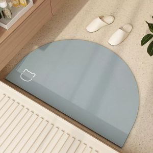 VIKAMA Semicircular bathroom floor mat Special diatom mud absorbent foot mat for bathroom door Household rainbow carpet mat