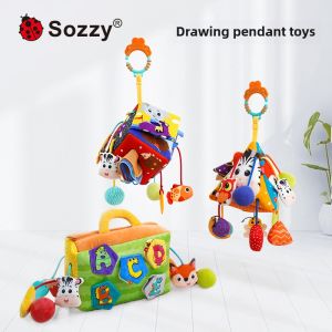 Sozzy Newborn Baby Toys Baby Bed Hanging Scratching Grip Training Toy Cart Pendant Pull Rope Draw Baby Toys For 0-1years Babies