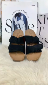 Womens Double Strap Velcro Gamuza Style Lightweight Slipper 234#