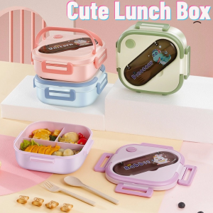 Cute Lunch Box Student Portable Bento Box With Compartments For Kids Girls Boys Cartoon Lunch Box