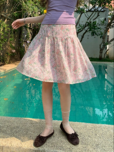 Mixd | Floral Print Women High Waist A-Line Skirt for Summer Resort