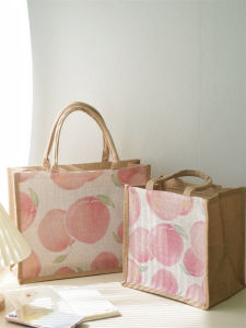 กระเป๋าผ้าใบลายส้มเล็ก กระเป๋าใส่ของแบบถือสำหรับนักเรียน กระเป๋าผ้าใบ กระเป๋าซิปแบบลำลอง กระเป๋าใส่ของสำหรับเด็กผู้หญิง