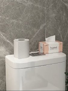 Punch-free Toilet Double-Layer Storage Roll Paper Rack Wall Mount Paper Towel Rack Durable
